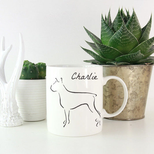 Minimalist Design Boxer Coffee Mug, Dog Lover Gift, Gift for Dog Mom, Minimalist Kitchen Decor