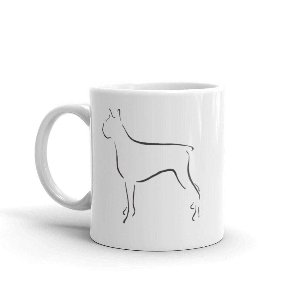 Minimalist Design Boxer Coffee Mug, Dog Lover Gift, Gift for Dog Mom, Minimalist Kitchen Decor