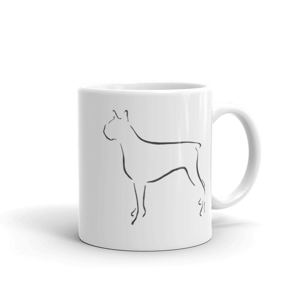 Minimalist Design Boxer Coffee Mug, Dog Lover Gift, Gift for Dog Mom, Minimalist Kitchen Decor